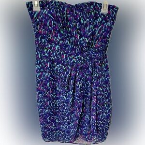 Elegant Strapless Dress in Blue and Purple